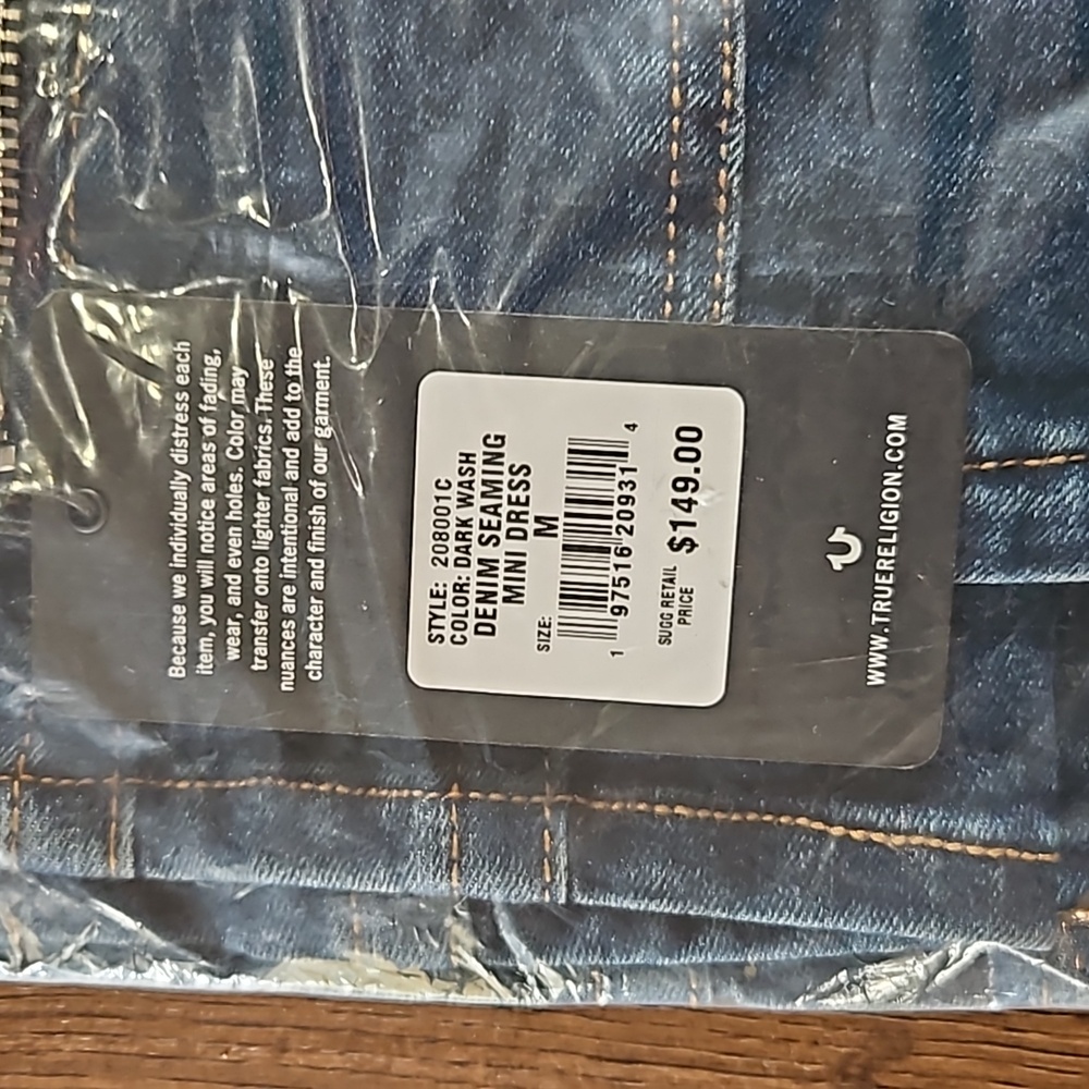 TRUE RELIGION DENIM ZIP MINI BODYCON DRESS SIZE M COLOR DARK WASH - Picture 12 of 14